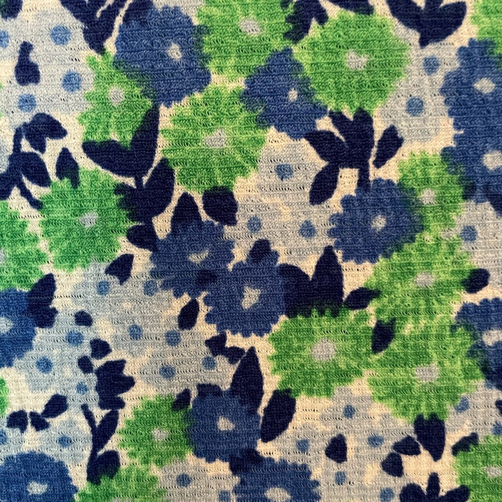 MELLODAY Vibrant Blue And Green Floral Blouse Feminine Trimmed in White Lace - Picture 5 of 6
